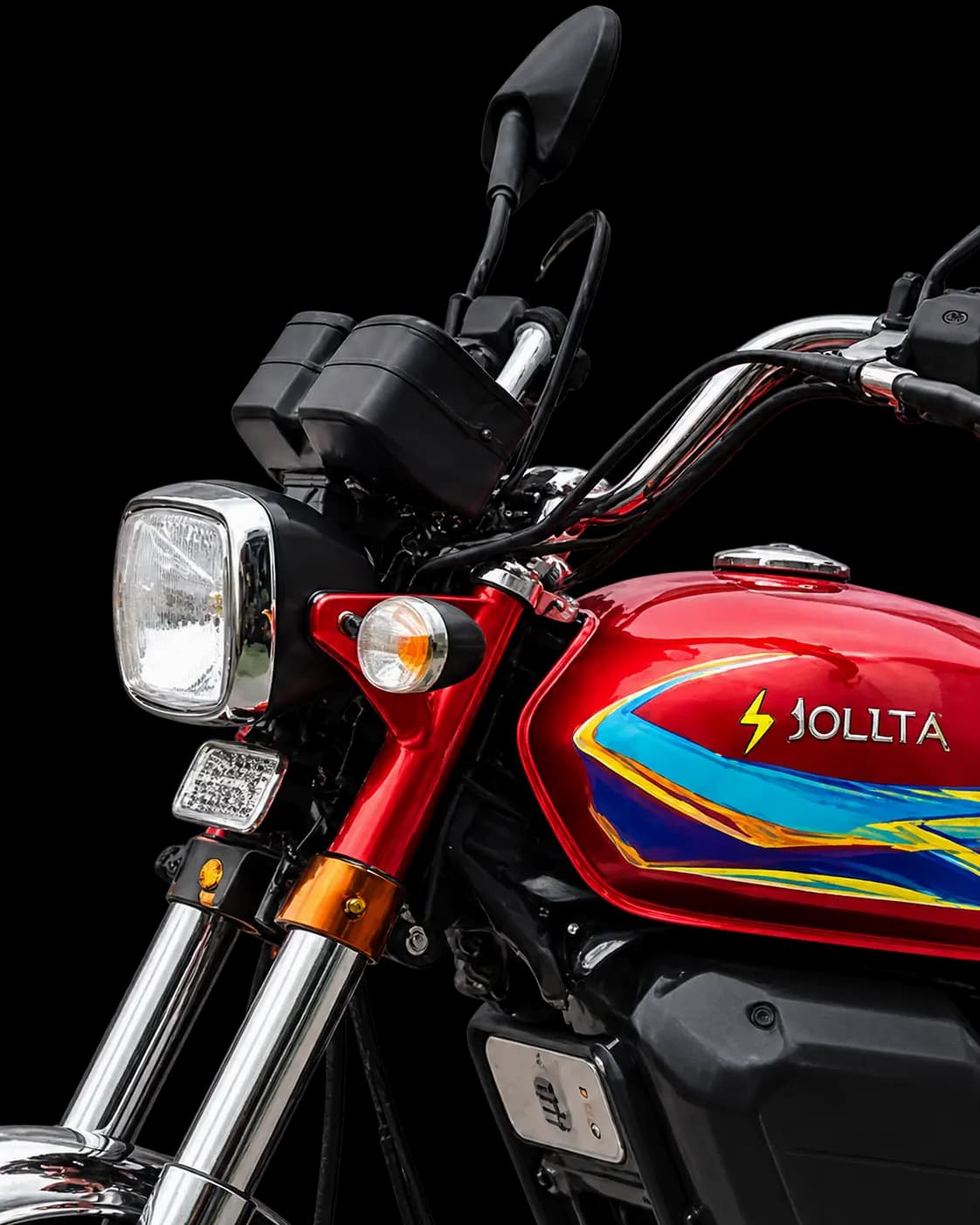 Red Jolta electric motorcycle