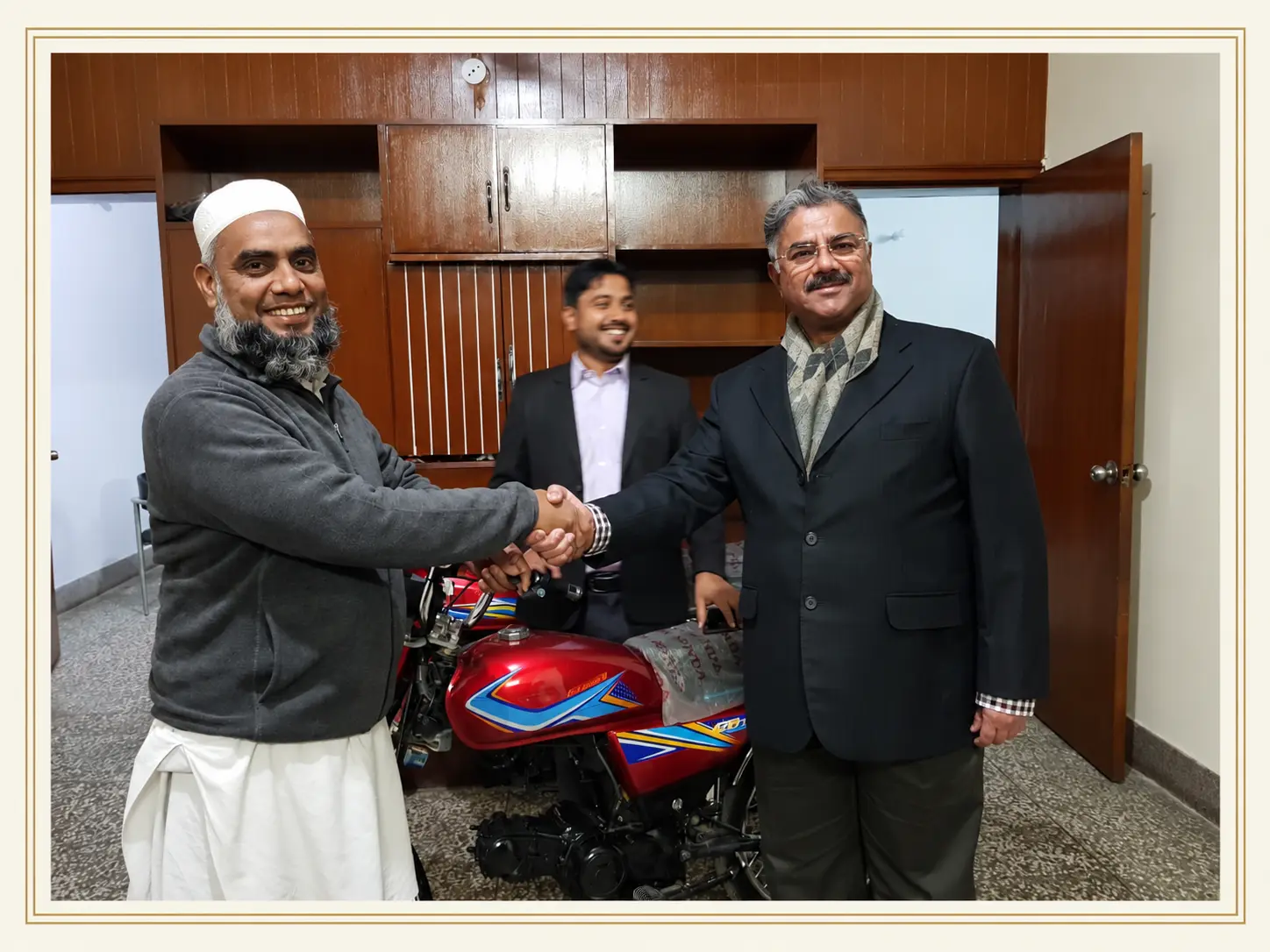The first electric motorcycle delivered by Jolta Electric during its handover