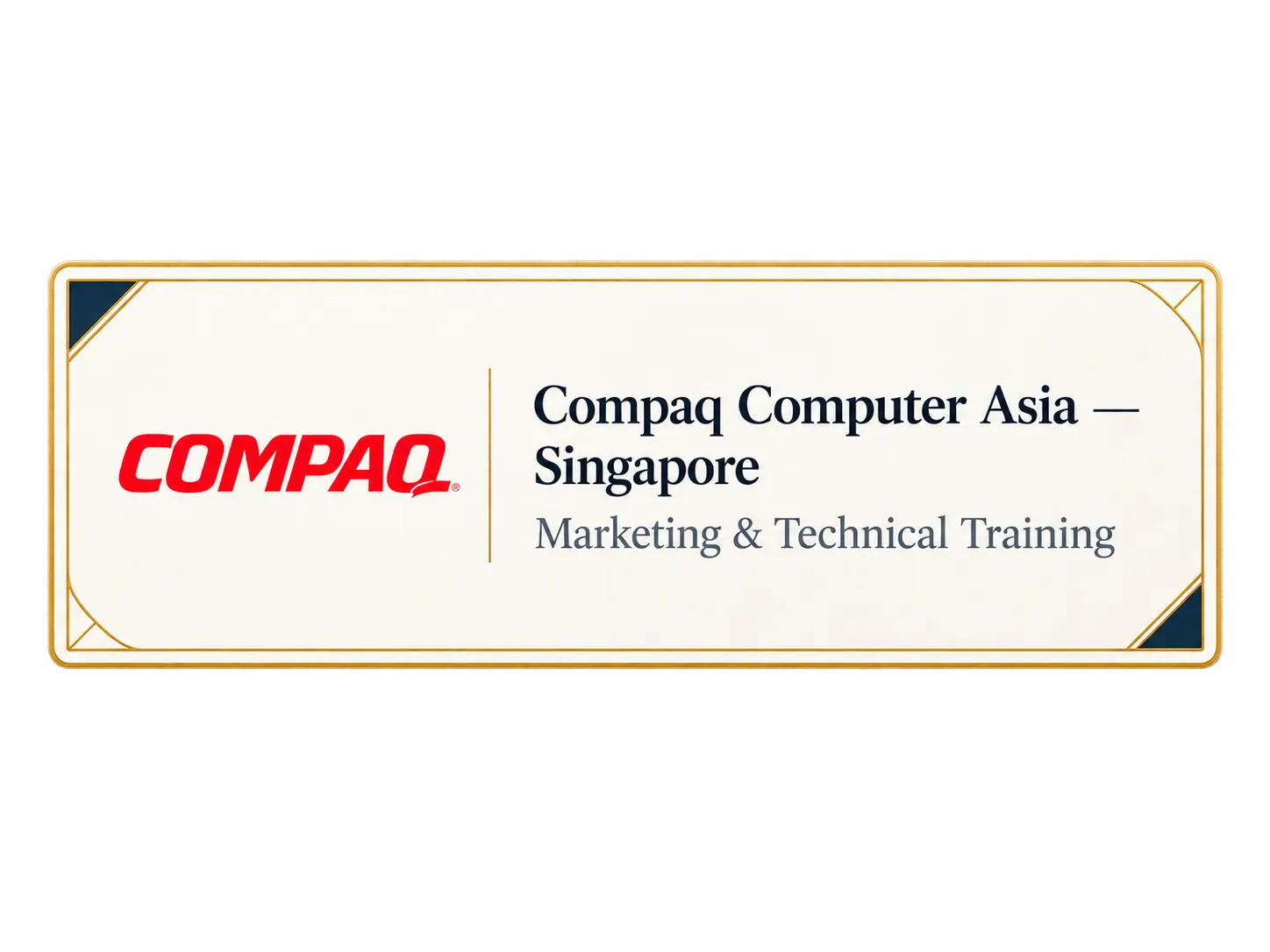 Compaq Computer Asia — Singapore professional learning record