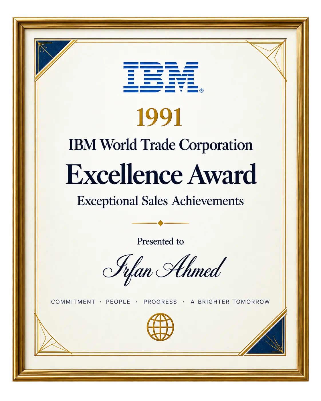 IBM World Trade Corporation Excellence Award 1991