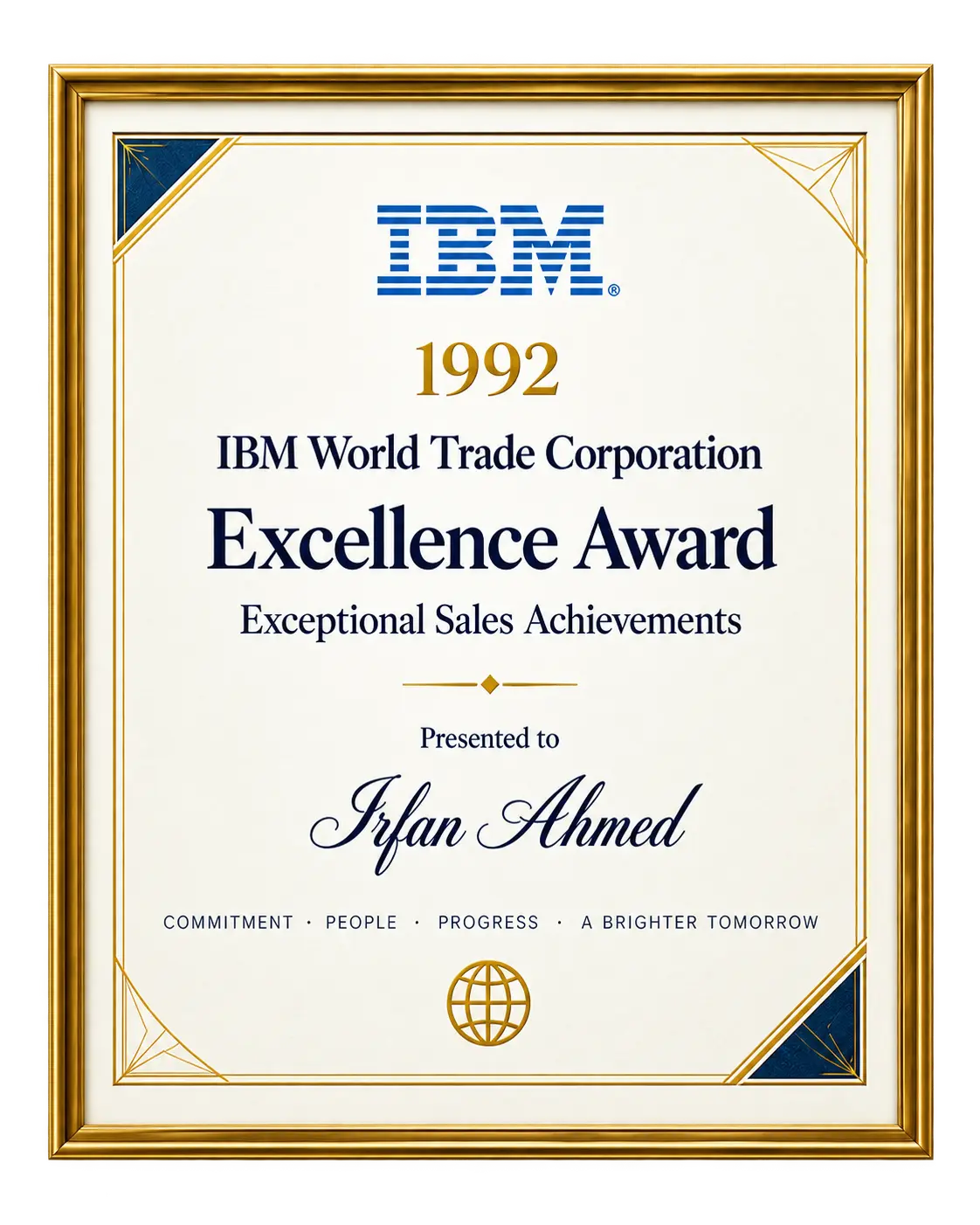 IBM World Trade Corporation Excellence Award 1992